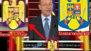 Traian B�sescu �i-a pus stema pe fond violet la Cotroceni